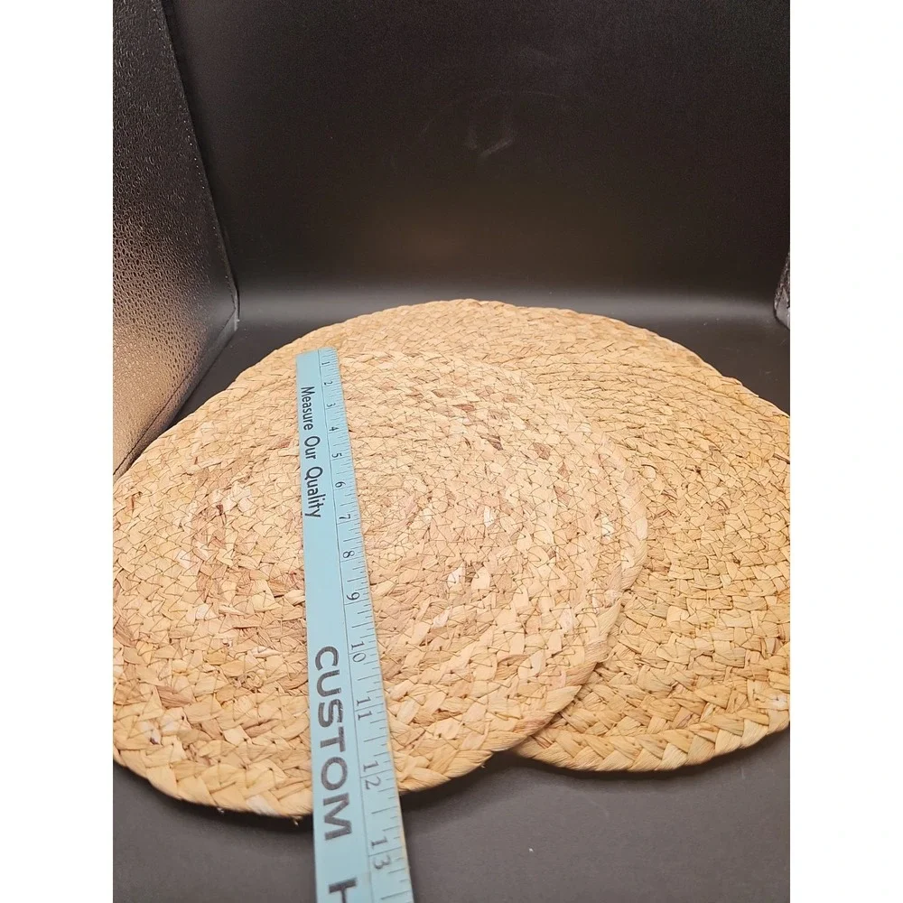 Round Seagrass Placemats Wicker Rattan Sweetgrass Woven Beach Nautical Set Of 4
